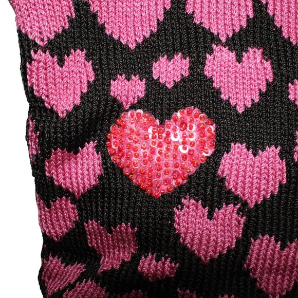 The Sak Knitted Multi Pink Blk Heart Sequined Embellished Double Strap Purse Bag - Picture 9 of 14